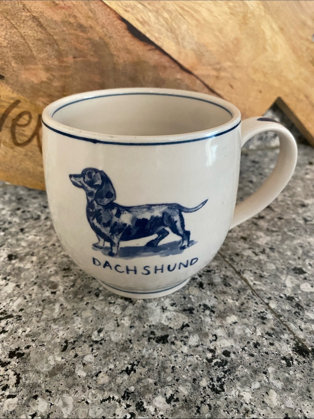 Anthropologie by Molly Hatch Dachshund Large‎ Mug Cup Limited Edition Blue Dog